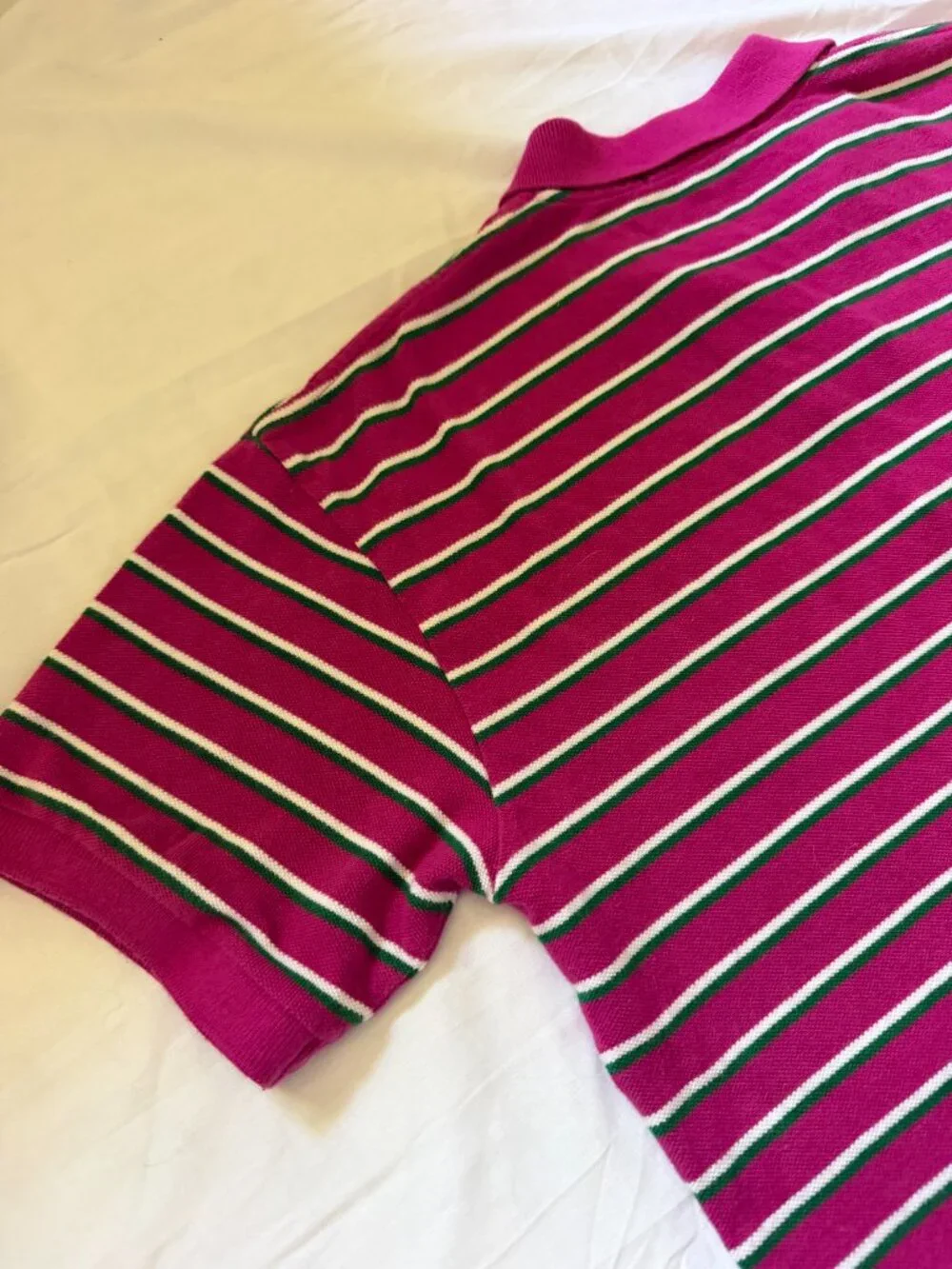 Vintage 90's Polo Ralph Lauren Polo Shirt Mens Size M Pink Green White Stripes